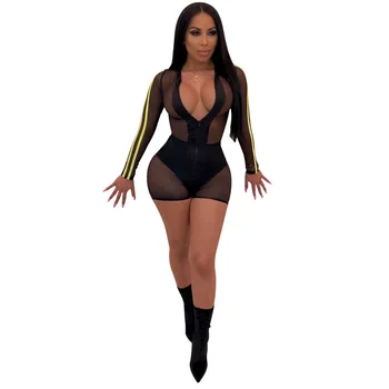 

Spring Summer Women Jumpsuit Bodycon Playsuit Bodysuit Overalls Rompers Plus Size Mesh Sexy Club Jumpsuits
