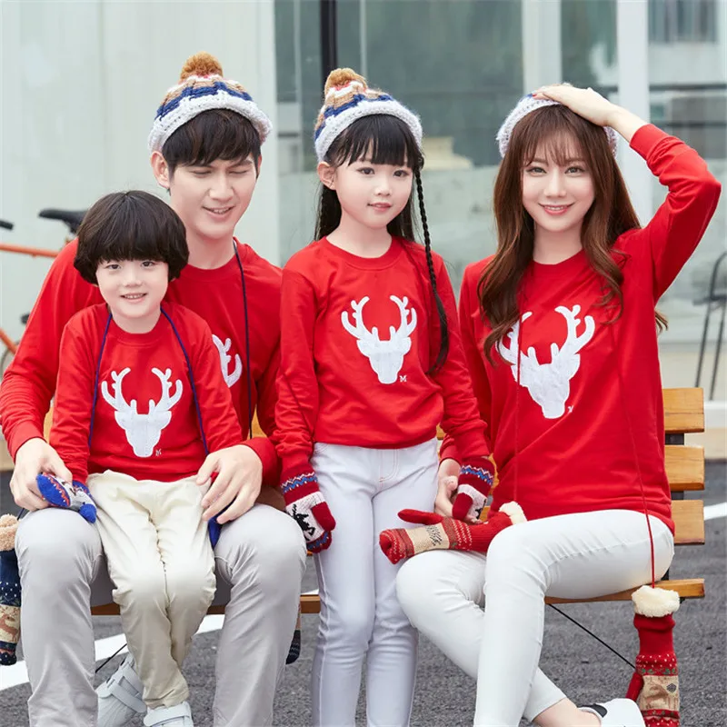 

LILIGIRL Family T-shirt Christmas Matching Outfits Clothes Mother Daughter Father Son Look Elk Baby Girls Plush Sweater Clothing