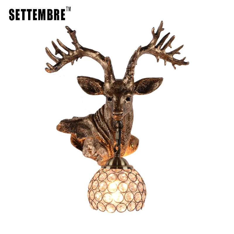 

Crystal Antler Wall Lamp Novelty Light Fixtures Bedroom Living Room Loft Decor Gold Color