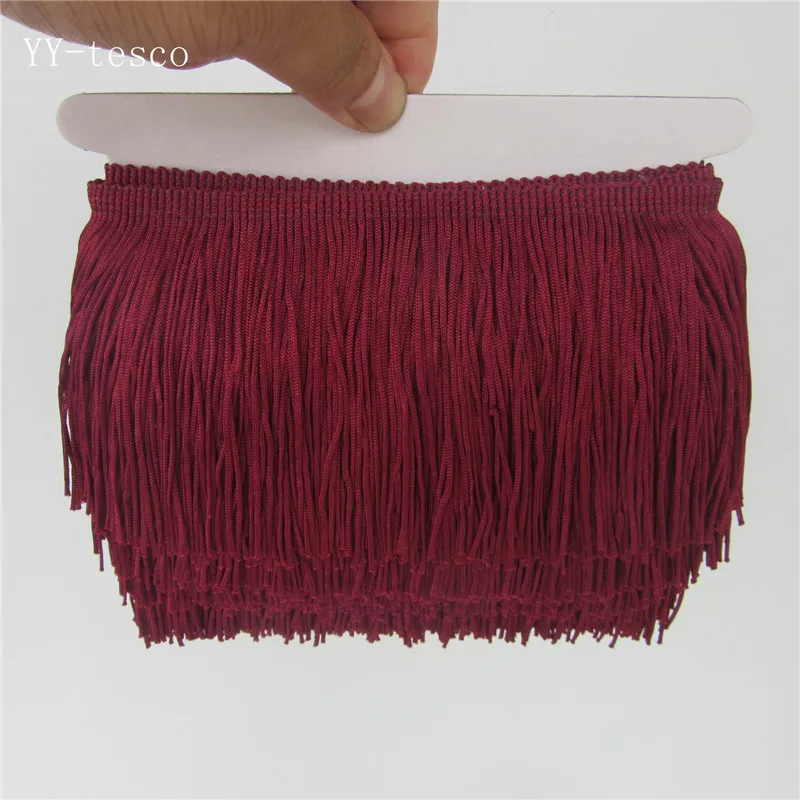 

1 Yards Red wine Lace Fringe Trim Tassel Fringe Trimming For DIY Latin Dress Stage Clothes Accessories 10cm Wide Lace Ribbon