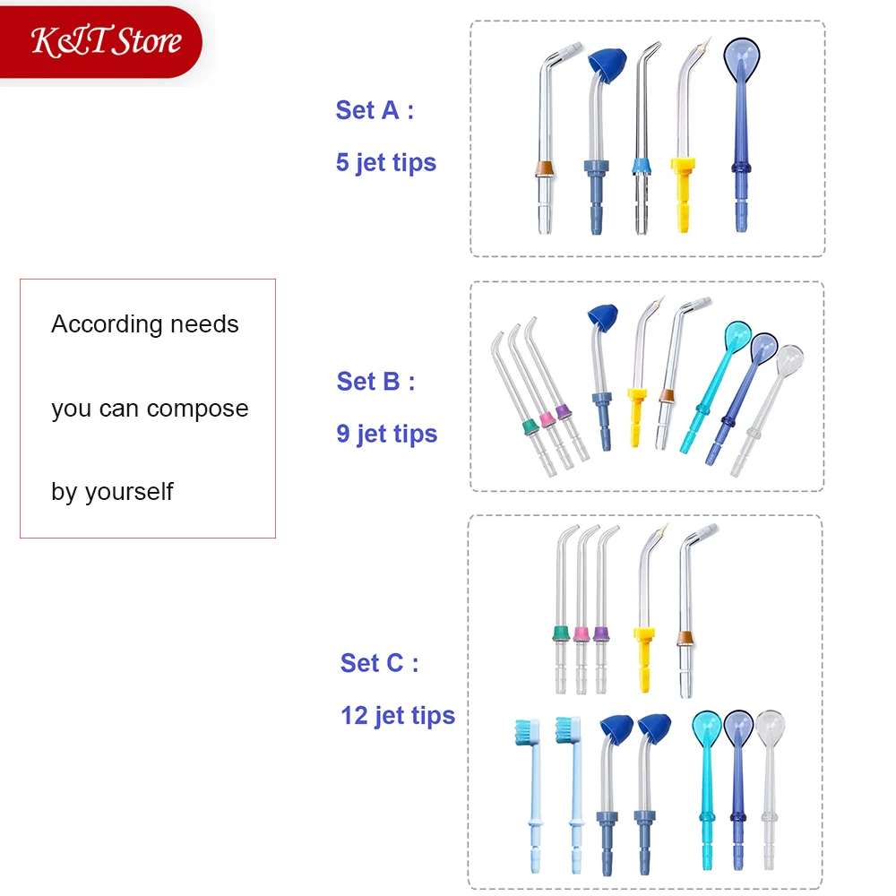 12 pcs Waterpulse Waterpik Nicefeel Flycat Jet Tips Replacement Nozzles Dental Water Flosser Oral Irrigator Hygiene Accessories