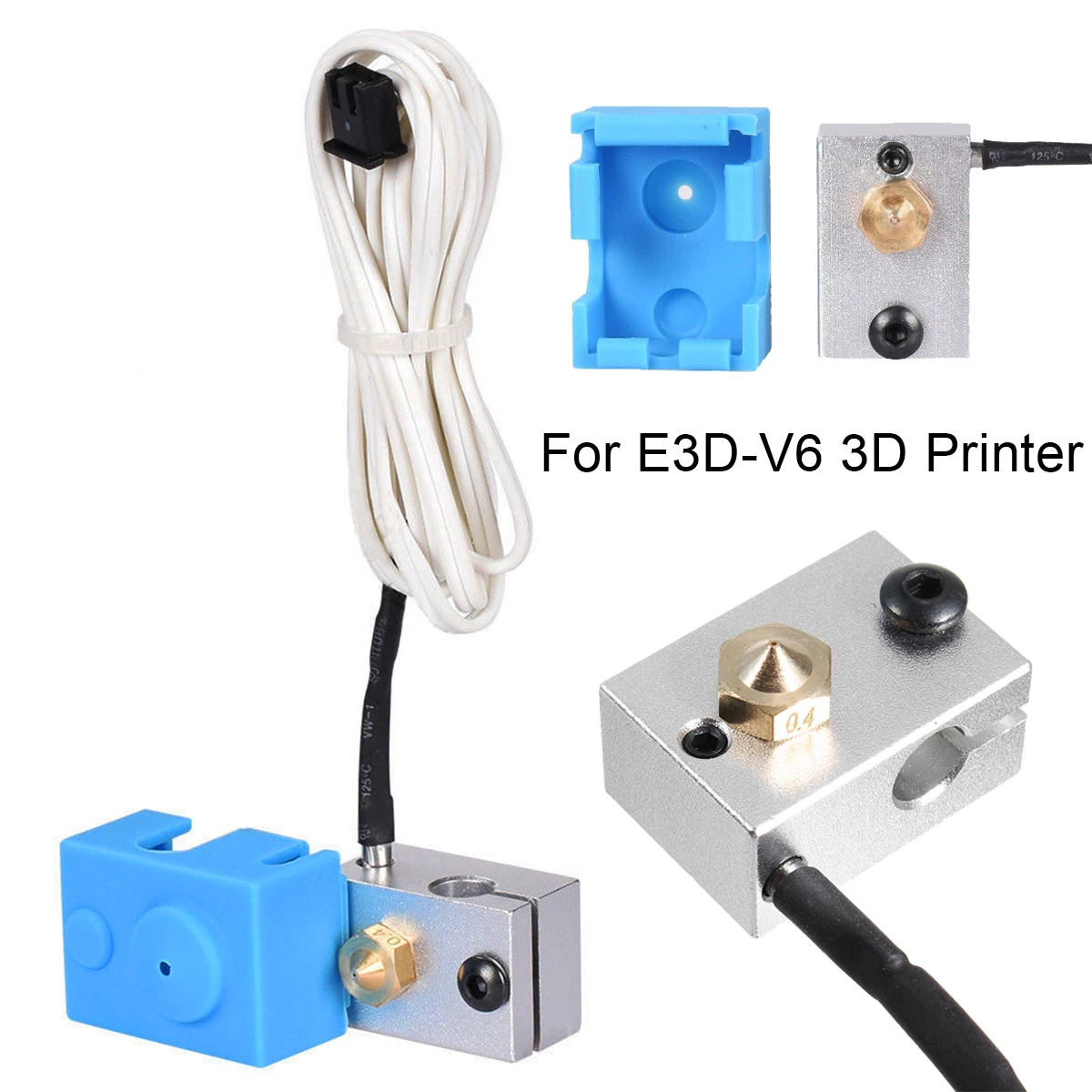 

V6 PT100 Aluminum Block Silicone Sock Case Kit with 2m Thermistor Line Wire for 3D Printer 3D Printing Parts Accessories