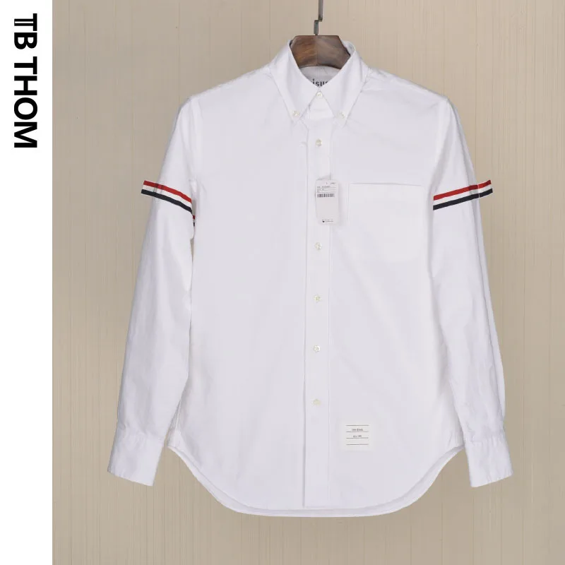 

TB THOM men's long sleeve casual shirts with Braided tape fashion design white shirts men Oxford Textile summer shirt for male