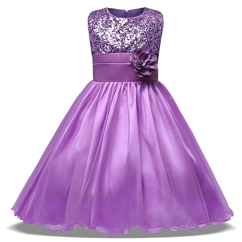JaneyGao/ г. новое поступление, Платья с цветочным узором для девочек, для свадебной вечеринки, с пайетками, платья для первого причастия официальная одежда дешевая цена - Цвет: Фиолетовый