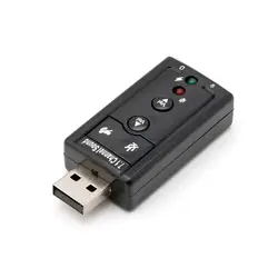 USB2.0 внешний 7,1 канала 3D виртуальный аудио адаптер Звуковая карта портативных ПК Черный