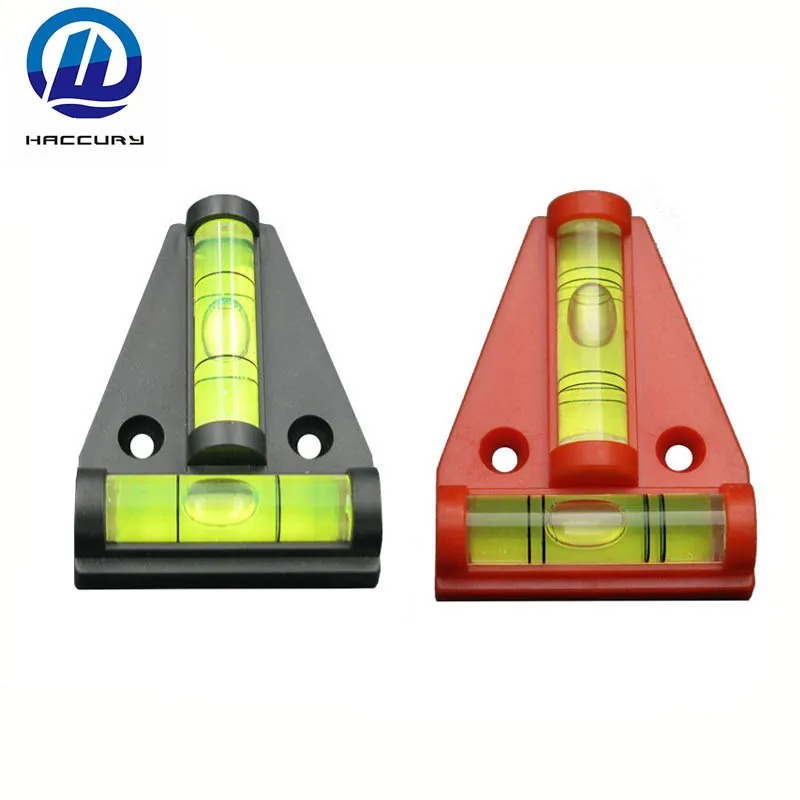 

2-in-1 T type spirit level measurement instrument Triangular Plastic level indicator Color Black Red Double Lines