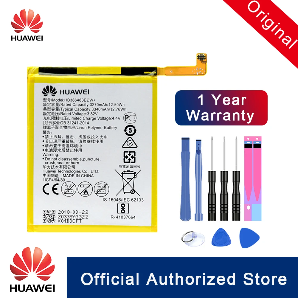 HuaWei 100% оригинальный аккумулятор HB386483ECW для Huawei Honor 6X G9 plus Maimang 5 3340 мАч сменная