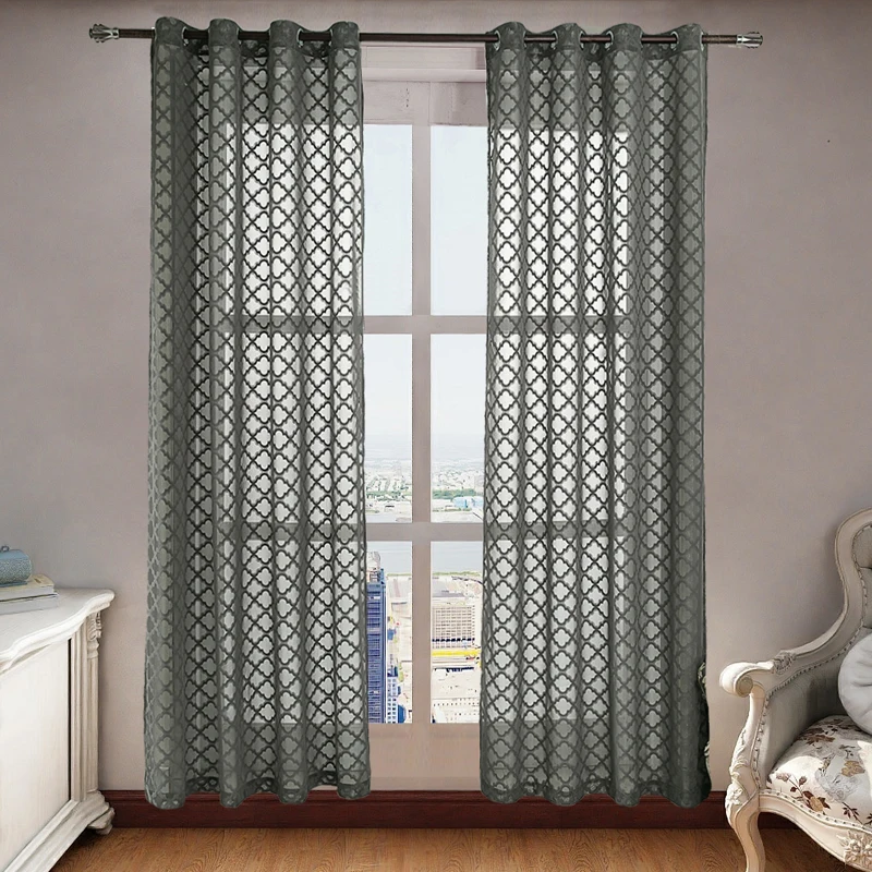 Геометрические жаккардовые тюлевые оконные шторы для гостиной спальни современные тюлевые шторы для окна плотные тканевые шторы