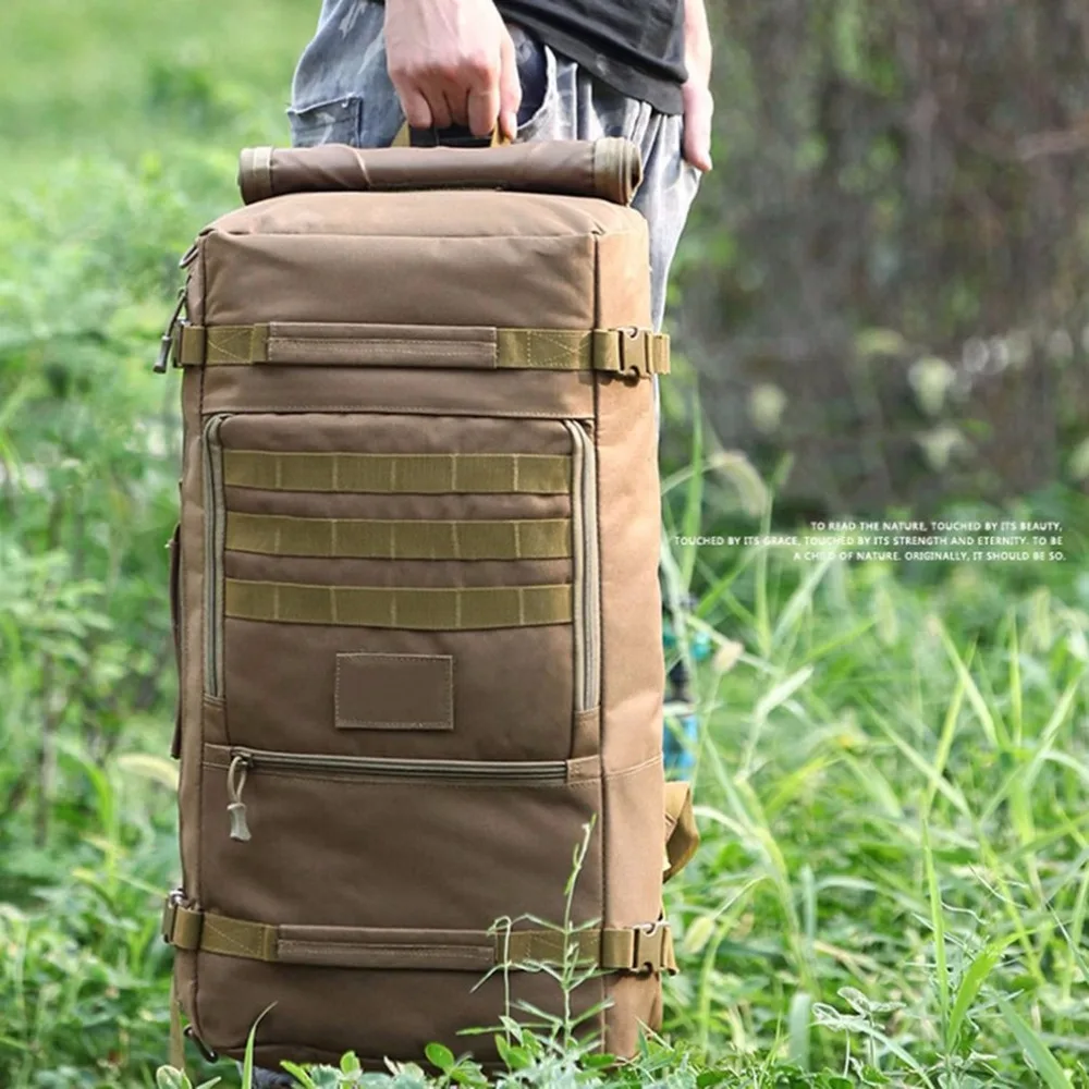 60L Large Capacity Outdoor Backpack Multifunctional Sports Tactical Bag Unisex Hiking Climbing Oxford Cloth Knapsack