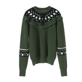 

[DEAT] 2020 Autumn New Fashion Women's High-quality Clothing Round Neck Printed Long Sleeved Wool Sweater WI301