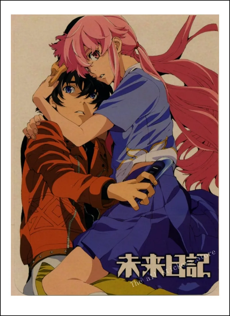 Дневник будущего Mirai Nikki Amano Yukiteru Gasai Yuno плакат из крафт-бумаги Ретро плакат стикер стены японского аниме плакат/904 - Цвет: 3