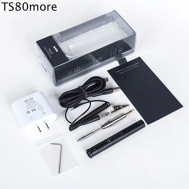 

TS80 Electric Soldering Iron Adjustable Mini Portable Temperature Digital Solder Station OLED Display USB Type C Power Jack