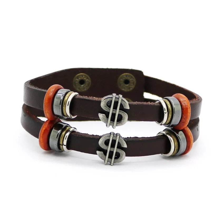 2017 Мужской Ретро Кожаный браслет модный мужской повседневный спортивный