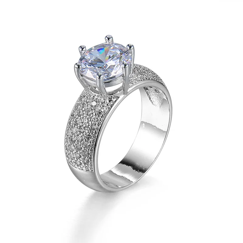 

2018 fashion new ladies ring silver natural crystal zircon bride wedding zircon bijoux femme anillos rings for women jewelry