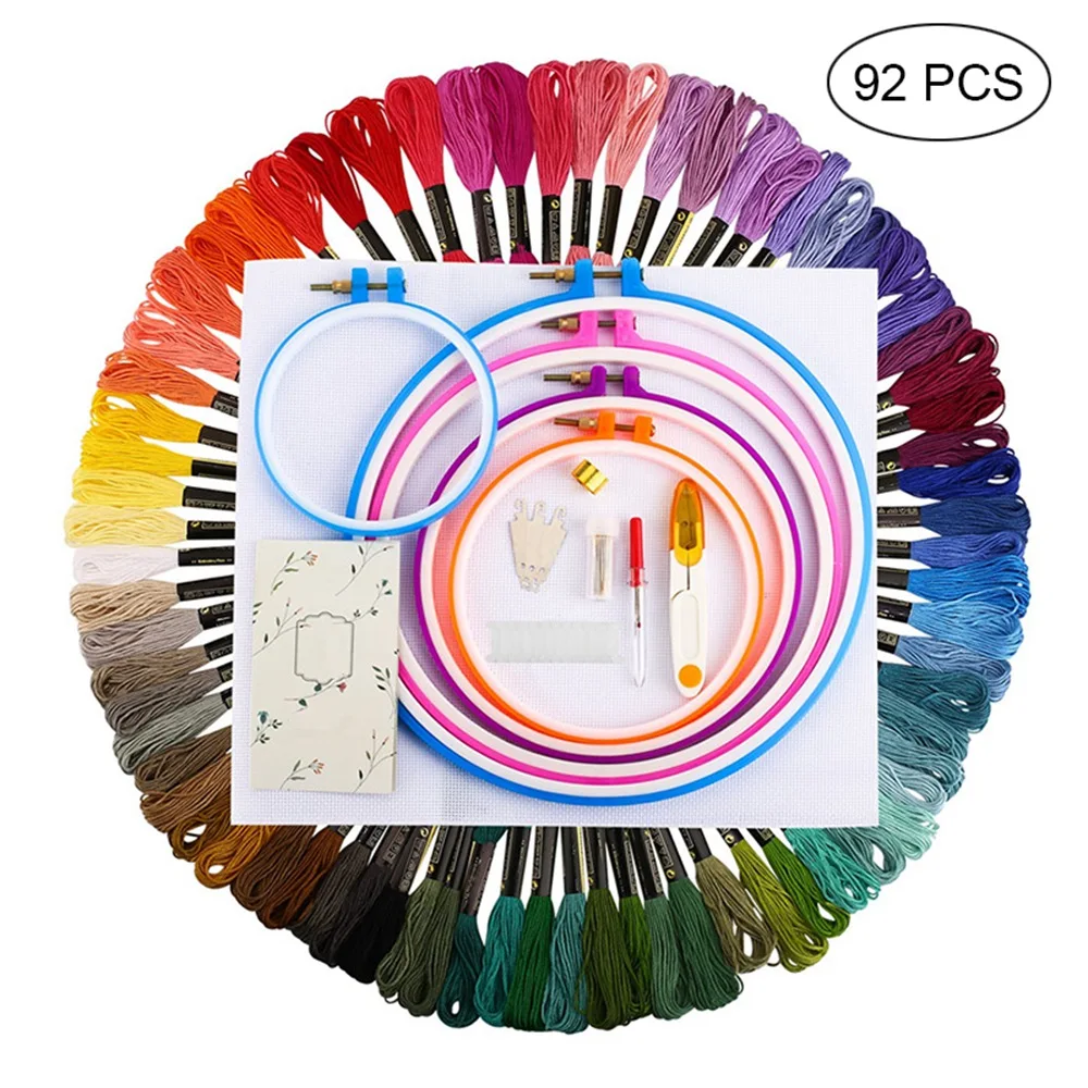 

Cotton Thread Embroidery Needlework Sets 92 pcs Cross Stitch Kits Cross Stitch Tools for Beginners borduurpakketten kruissteek
