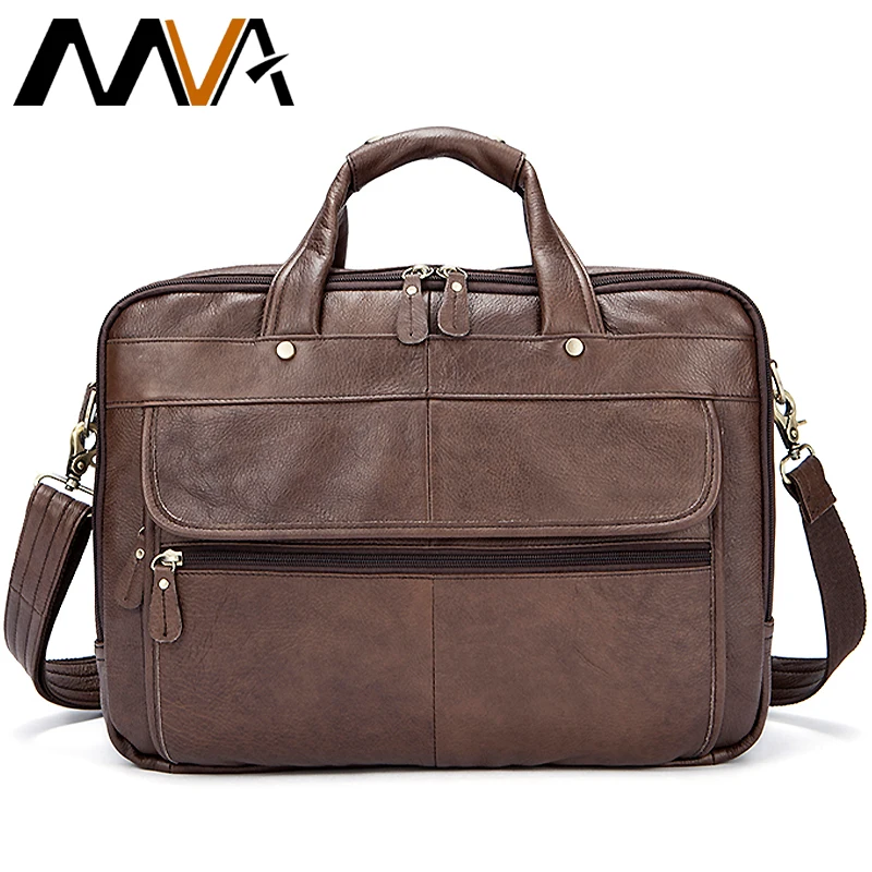 

Men's Genuine Leather Briefcase 14'' Laptop Tote Bags Double Layer Messenger Bag Men Leather Busiess Briefcase Bags for Men 8897