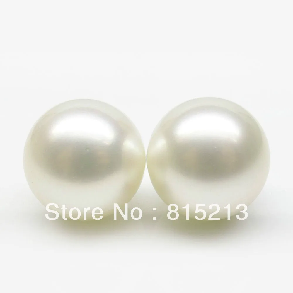 

wb00168 Top quality!Big size!2PS 14.8mm Round WHITE SOUTH SEA PEARL DIY EARRINGS
