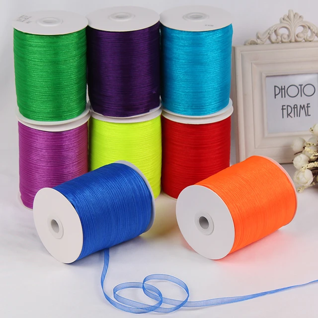 1/4 Inch Wide Solid Color Narrow Satin Ribbon Polyester Packing Sash mixed  Assorted Color Baby Shower Craft Decorator Polyester