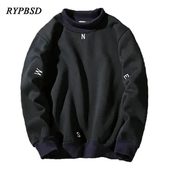

2018 Autumn New Harajuku Solid Turtleneck Pullover Creative Letter Embroidery Sweatshirt Hoodies Men Large Size Casual Sportwear