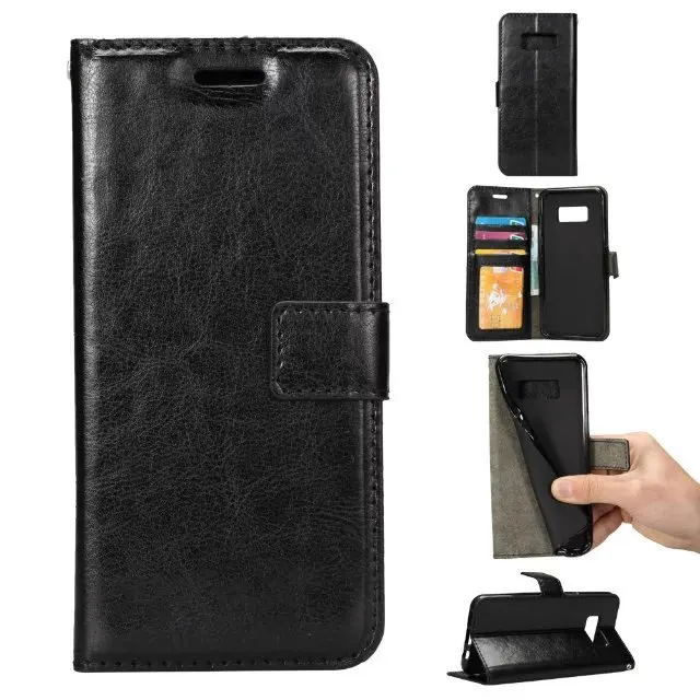 10pcs/lot free shipping Crazy Horse grain Leather wallet Case For Samsung S8 / Plus with credit card Slot holder | Мобильные