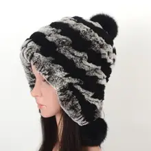 Зимние бейсбольные шапки для женщин и девочек, Детская меховая вязаная шапка с наушниками, толстая кроличья шерсть, бальная шапка, утолщенная шапка s