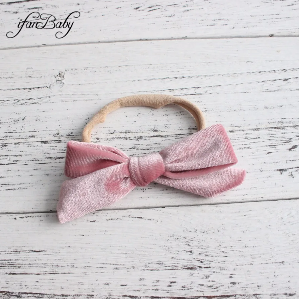 Velvet Bow Girl Nylon Headband 12