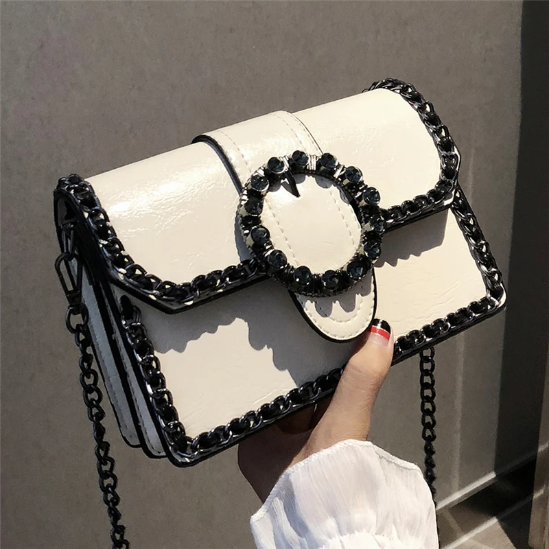 

BENVICHED Ladies' pu bag 2019 women Diamond insert fashion chain handbag Inclined single shoulder bag small square bag c287