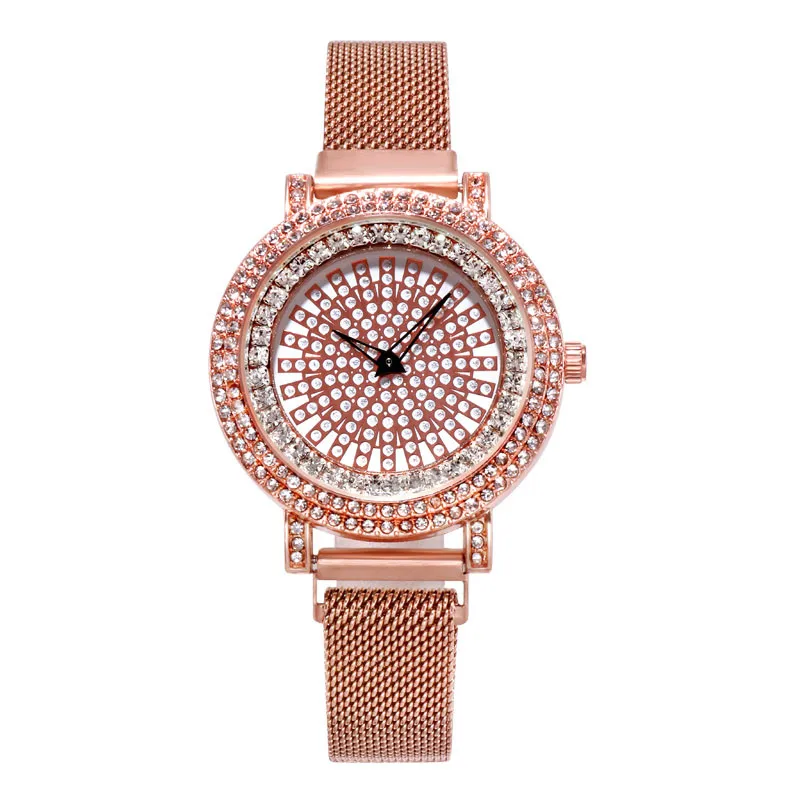 

Cool Luxury Fashion Full Fake Diamond Dial To Run Ladies Quartz Mesh Belt Watch Women Watches Bracelet Watch Ladied #4a30