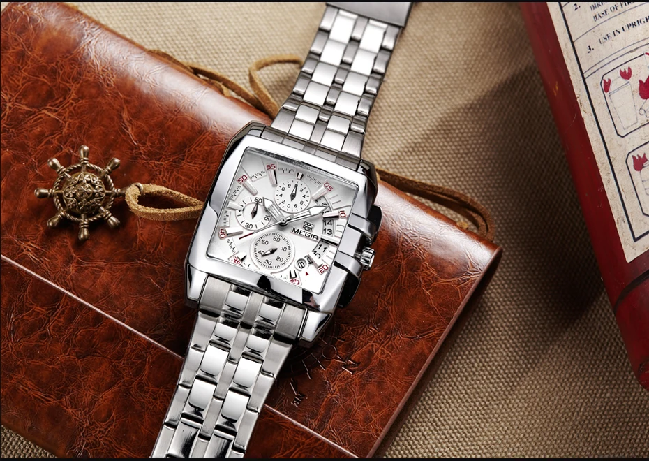 MEGIR, модные мужские часы, Топ бренд, Роскошные Кварцевые часы для мужчин, сталь, дата, водонепроницаемые, спортивные часы, Relogio Masculino