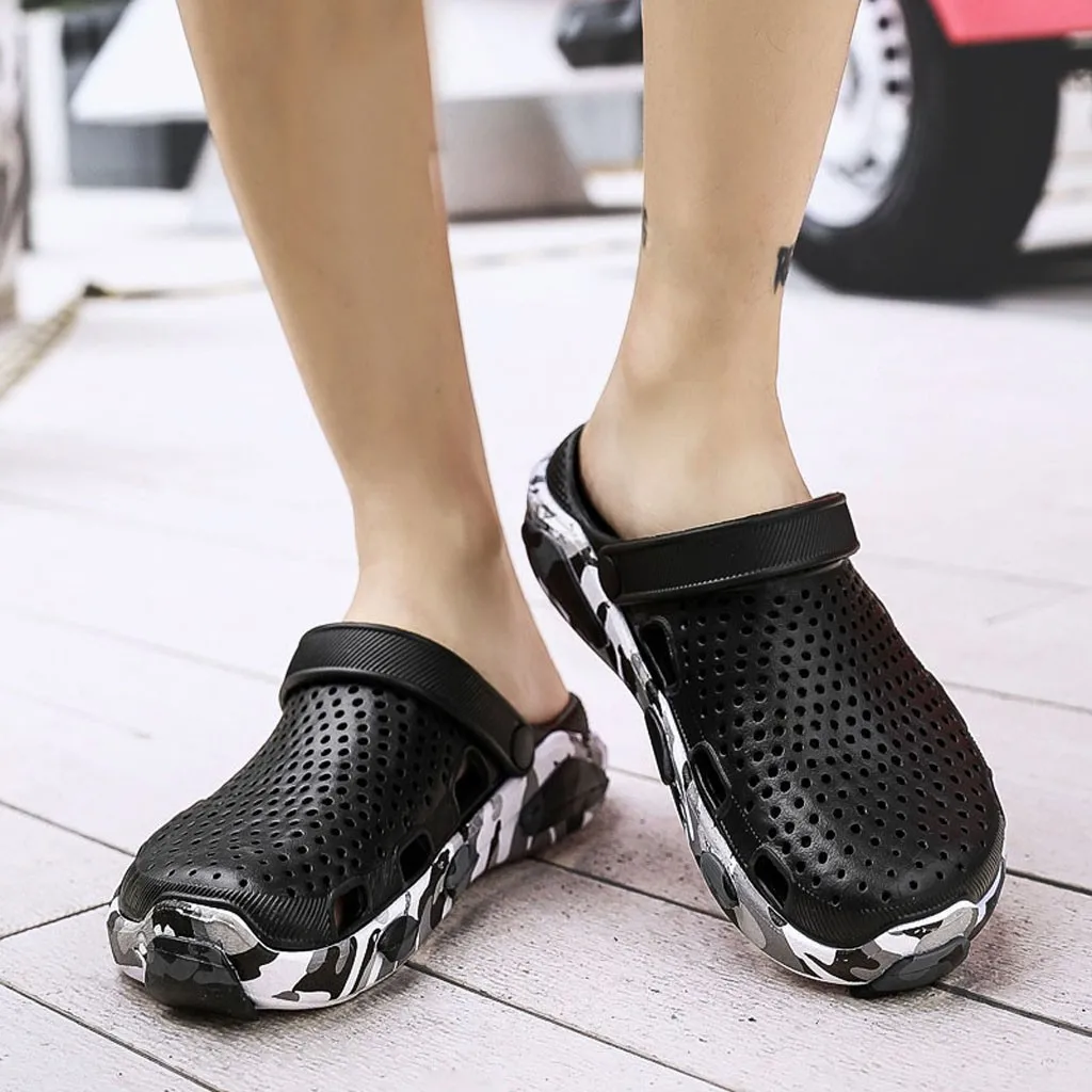 

Men's Fashion Casual shoes Men's Summer Hole Shoes platform Sandals Breathable Casual Outdoor Non-Slip soft Beach Slipper