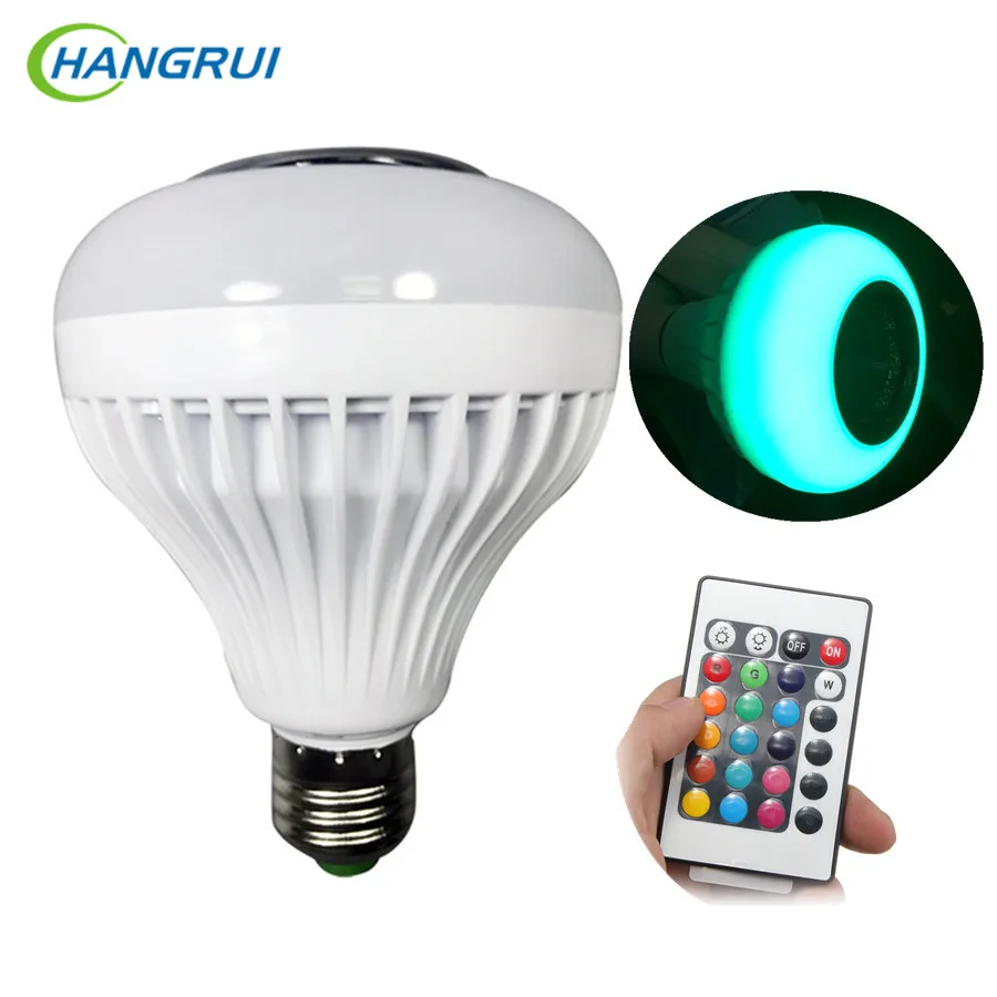 

HANGRUI Portable Bluetooth Speaker Remote Control Smart RGB Led Light Bulb speaker HiFi Music Player Dimmable LED Bulb Flashing