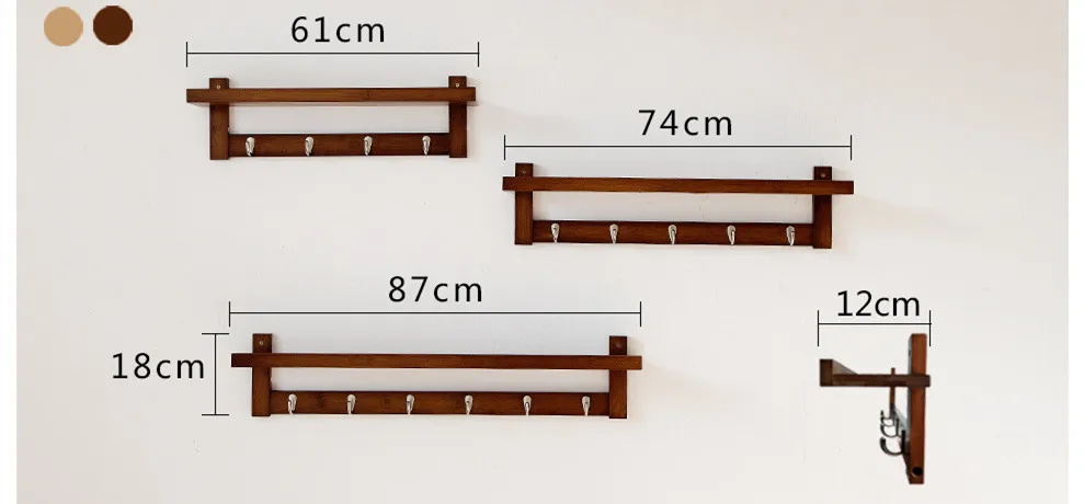 Настенный крючок для пальто, Бамбуковая деревянная вешалка для пальто и вешалка для крючков с 4 металлическими крючками и верхней полкой для прихожей, ванной комнаты, гостиной