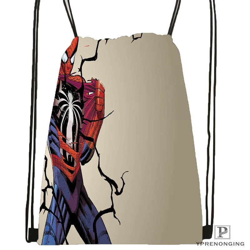 Custom Spiderman Drawstring Backpack Bag Cute Daypack Kids Satchel Black Back 31x40cm 180531 04 09
