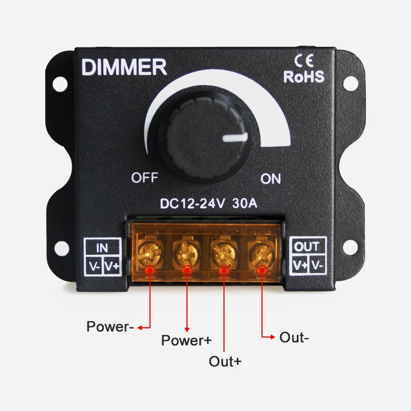HKZZI DC12V 24V светодиодный диммер 30A 720 Вт бесступенчатый ручной одноцветный