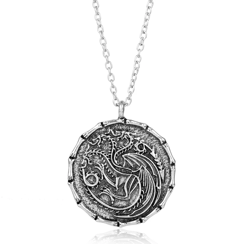 

MQCHUN Jewelry Targaryen Pendant Game of Thrones Jewelry House Inspired Targaryen Fire And Blood Necklace Daenerys Amulet Gift