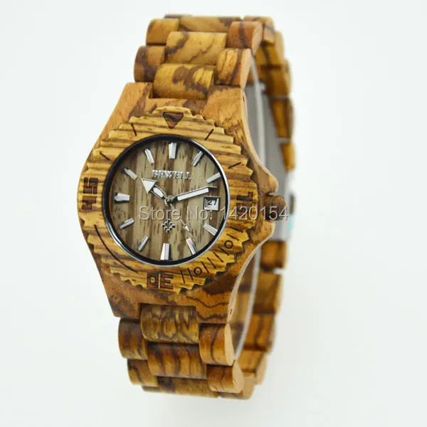 

Relojes Sport Bewell Zebra Wood Watch for Men Japan Movement Quartz Collection