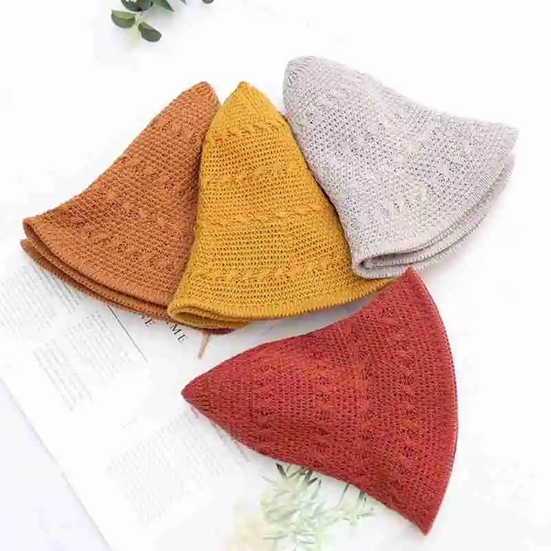 

WZCX 2019 New Foldable Solid Color Knitting Fisherman'S Hat Casual Tide Korean Version Breathable Summer Basin Cap Women'S Hat
