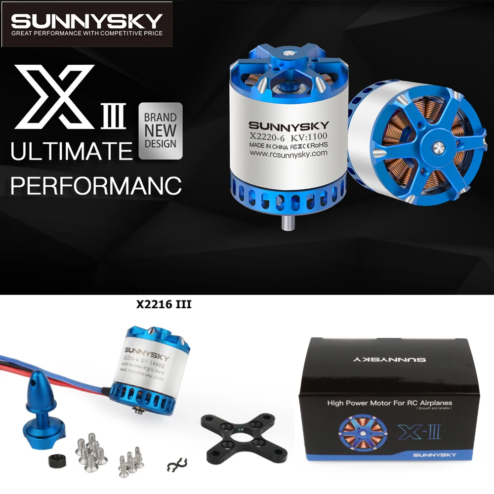 

100% Original SUNNYSKY X2220III X2220-III KV980 KV1150 KV1400 KV2200 3S Outrunner Brushless Motor For RC Airplane Spart
