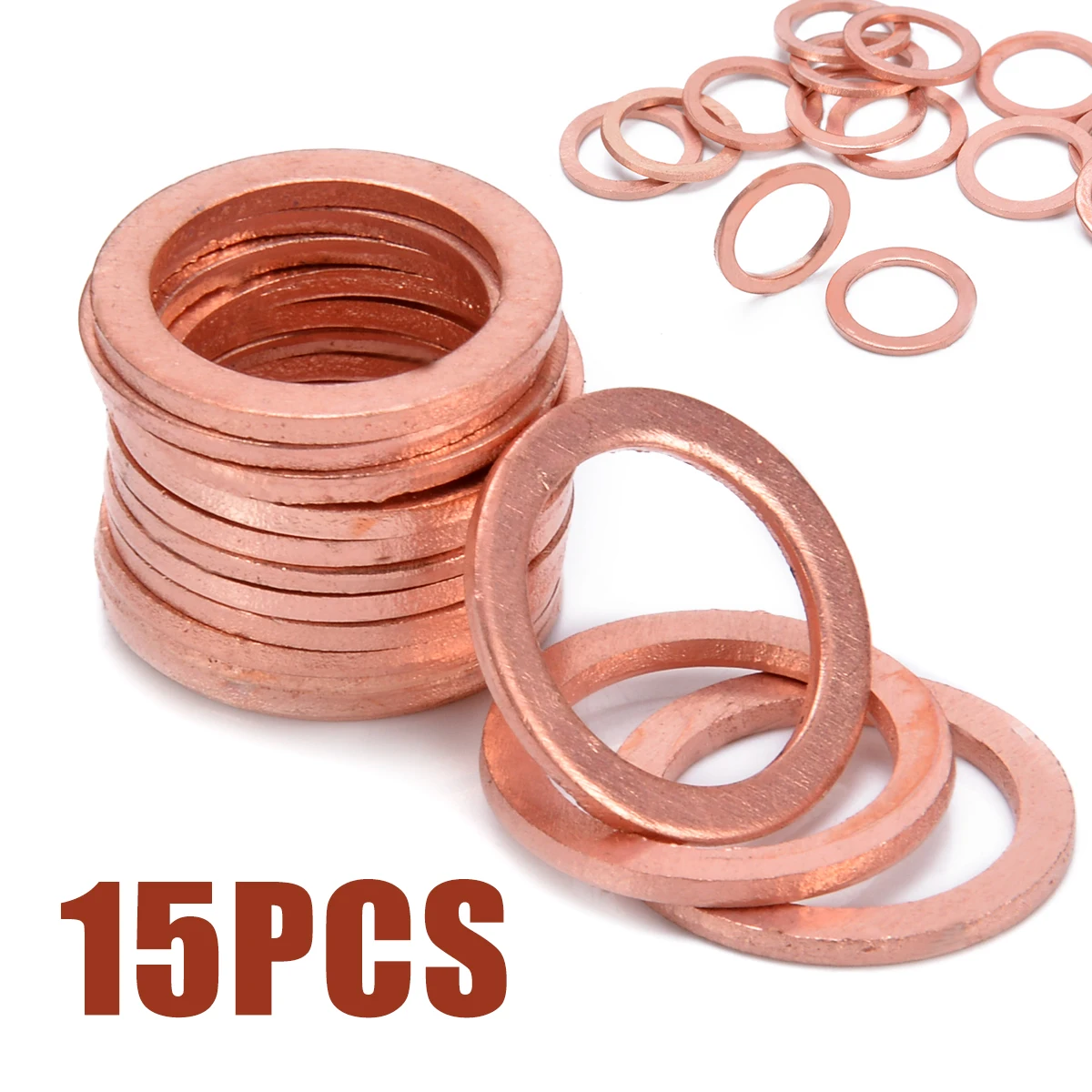 15Pcs M10 Copper Crush Washers HEL Motorcycle Bike Car Brake Line Banjo Bolt M10 Copper Washers Flat Seal Ring Fitting