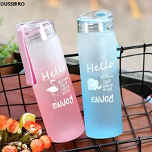 Oussirro Милая стеклянная кофейная кружка с Фламинго с крышкой из полипропилена, летняя градиентная матовая стеклянная бутылка, свежесть, чашка с лимоном