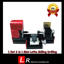 1 Set All-Metal 6 in 1 Mini Lathe Milling Drilling Wood Turning Jag Saw and Sanding Combined Machine DIY Tool