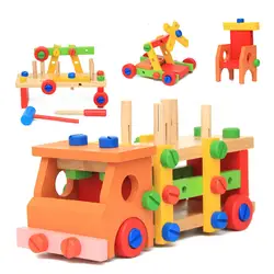 Деревянная детская многоцелевая стучка и сборка и разборка винтов комбинированная игрушка для автомобиля