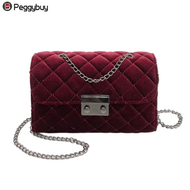 Mini Velour Chain Bag Fashionable Handbags Luxury Handbag Women Mini Velour Chain Bag Fashionable Handbags Luxury Handbag Women Quilted Plaid Chains Designer Crossbody