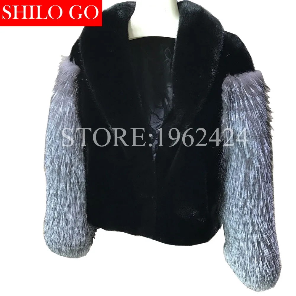 Luxe Haute Le Vison Nouvelle Revers De Grande Court À Hiver Mode Manches Renard Costume Noir Fourrure Femmes Tout Taille Manteau Qualité YvSwqwF8x