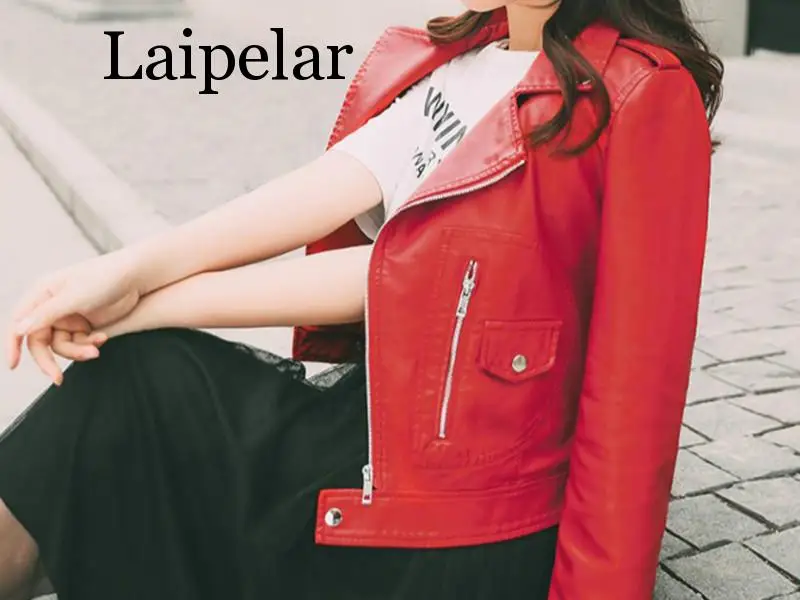 Новинка осени 2019 Женская куртка Laipelar из искусственной кожи женское короткое