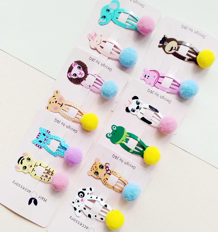 

Cartoon Animal Shape Ball Princess Hair Pin Cute Kids BB Hair Clips Hair Bows Girls Rim Hairgrips Hair Accessories 33