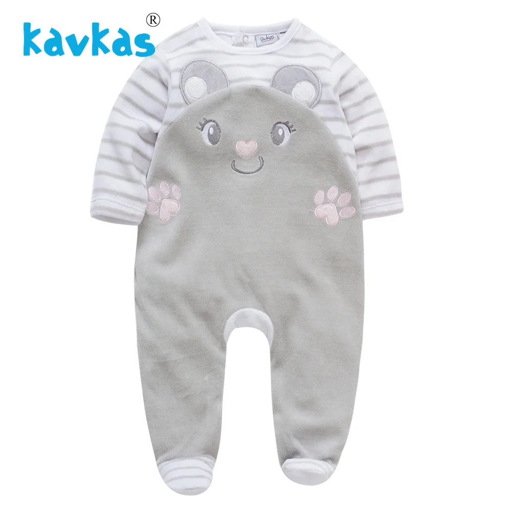 Kavkas/Детский комбинезон; теплый зимний комбинезон с длинными рукавами; плюшевая Одежда для новорожденных девочек; Roupa De Bebes