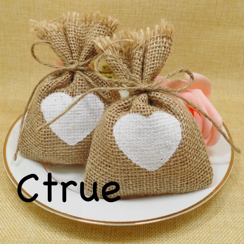 Buy 1PC Rustic Vintage Natural Burlap Hessian Gift Candy Bags Wedding Party