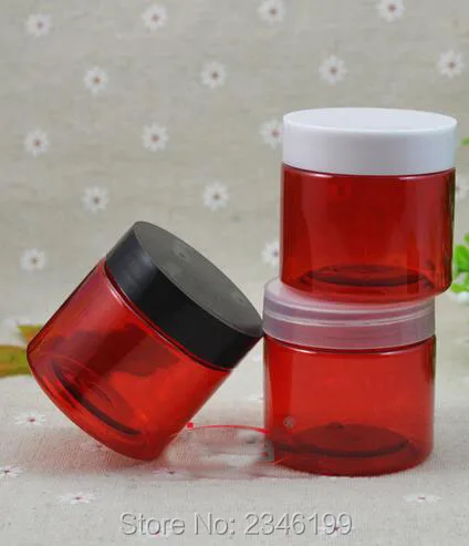 

50G 50ML Red Plastic Jar, PET Empty Cosmetic Packing Container, Cream Sample Pot, With Plastic Lid, 50pcs/lot