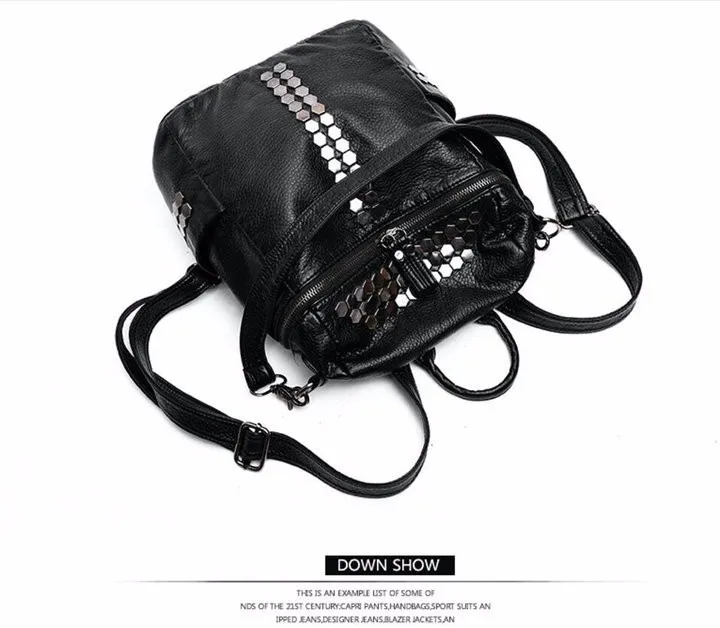 Rdywbu High Quality Star Backpack Wash Water PU Leather Travel Bag Women Leisure Rivets Girl Large Capacity Stud Schoolbag H104